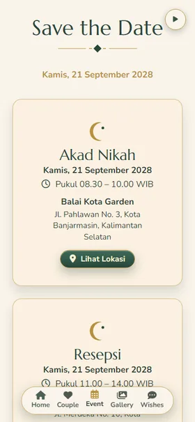 Detail acara undangan Mihrab Champagne