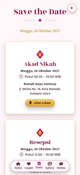Detail acara undangan Selendang Fuchsia