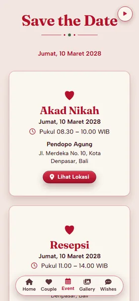 Detail acara undangan Ceri Merah