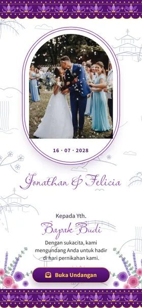 Sampul undangan Toile Ungu