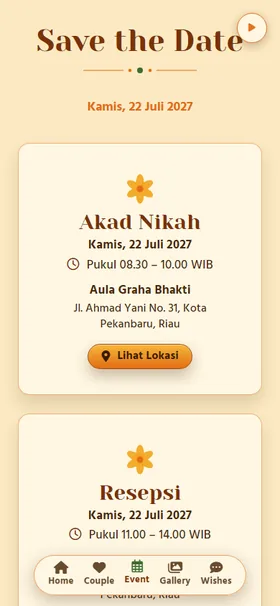 Detail acara undangan Untaian Marigold