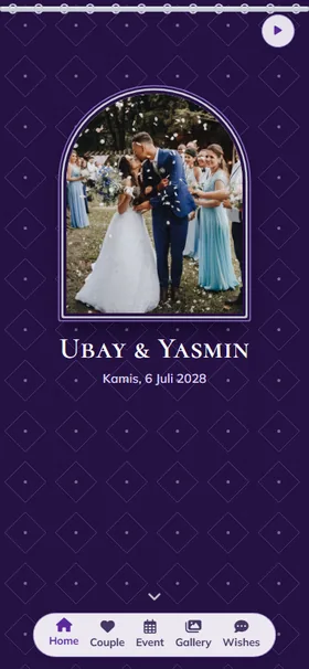 Tampilan awal undangan Tirai Manik Violet