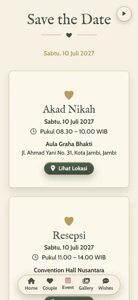 Detail acara undangan Liontin Victoria